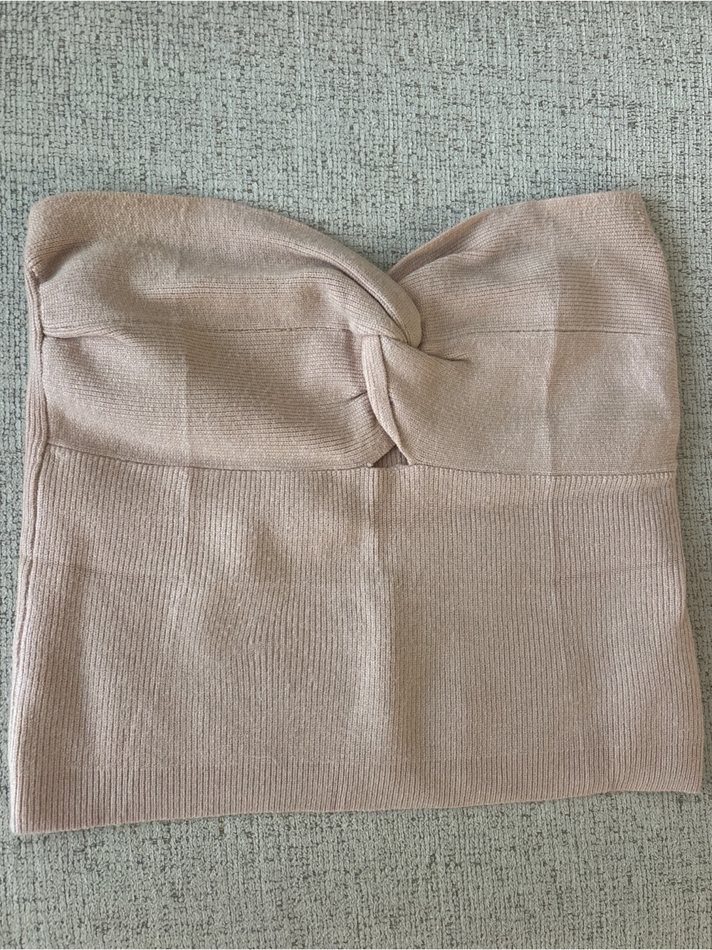 Strapless Knit Twist Tube Top in Beige